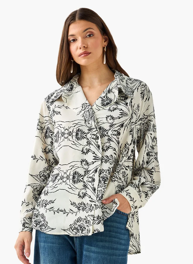 سبلاش فيڤ Shirt with Floral Print